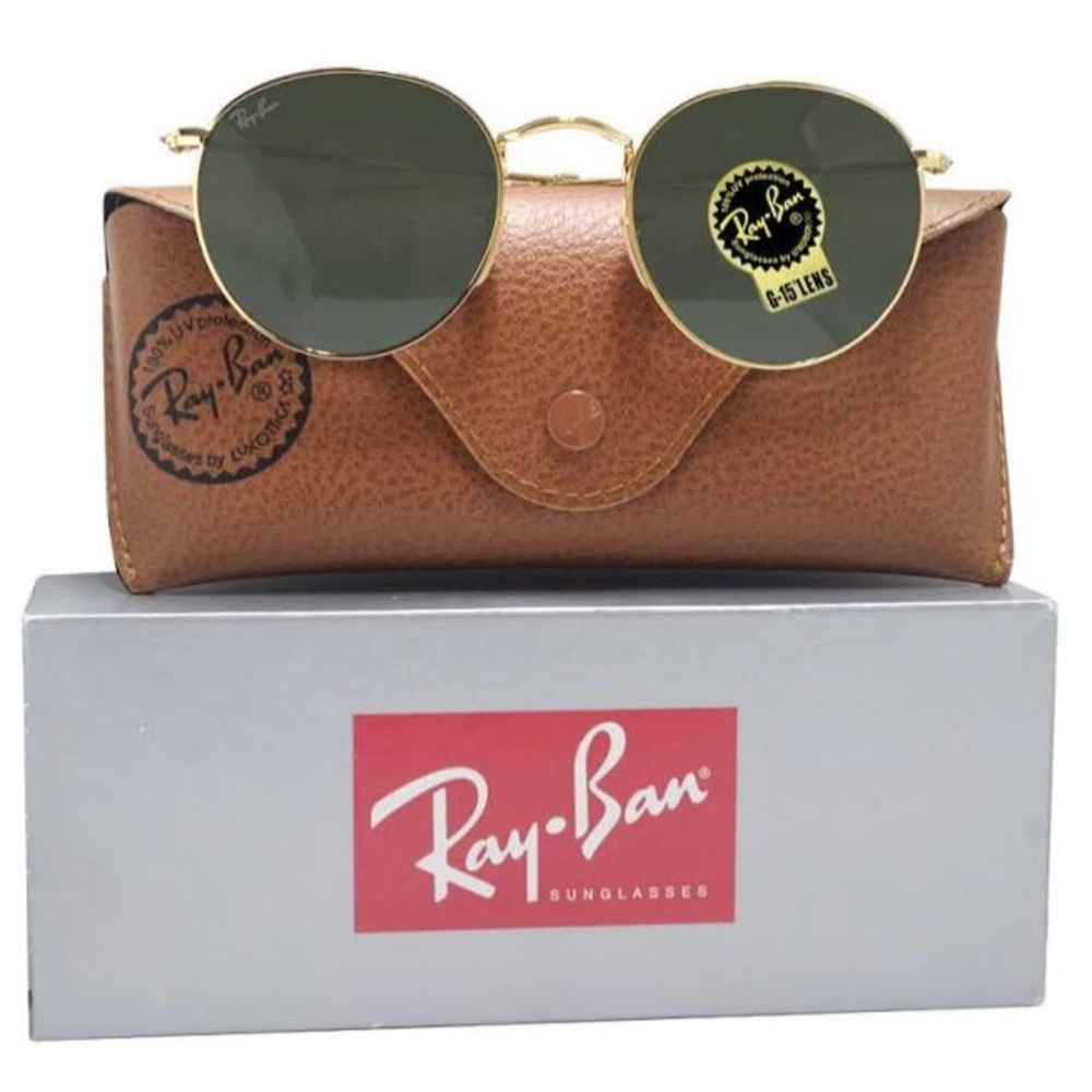 Authentic Round Gold-Rimmed Ray-Ban Glasses